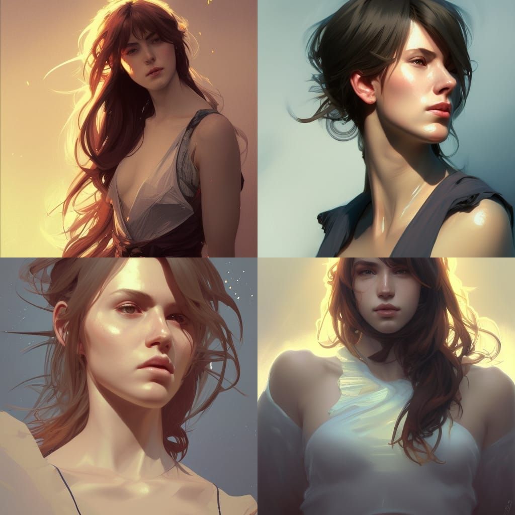 Ethereal Portrait of a Strong Woman in Vibrant Triadic Color...
