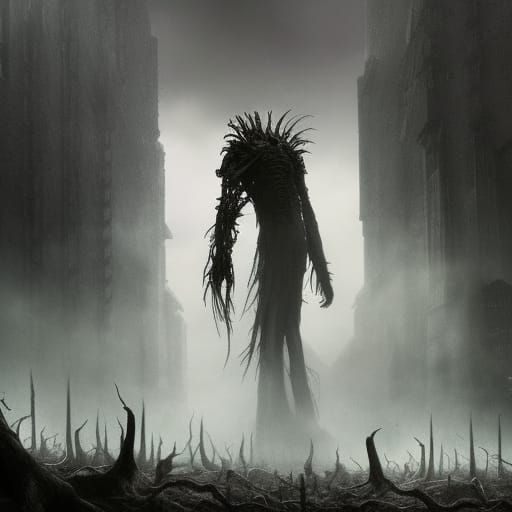 Epic Twilight Eldritch Horror Scene in Digital Matte Paintin...