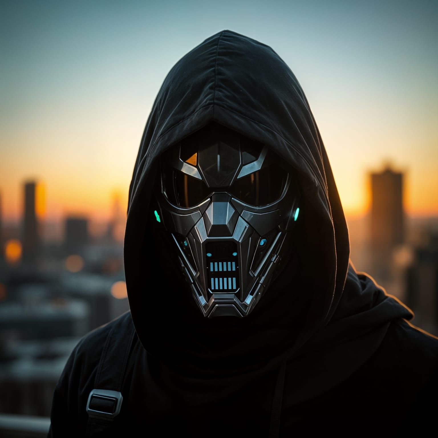 Cyberpunk Vigilante in Midnight Shadows