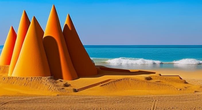 Gigantic Sand Castle with Golden Touch