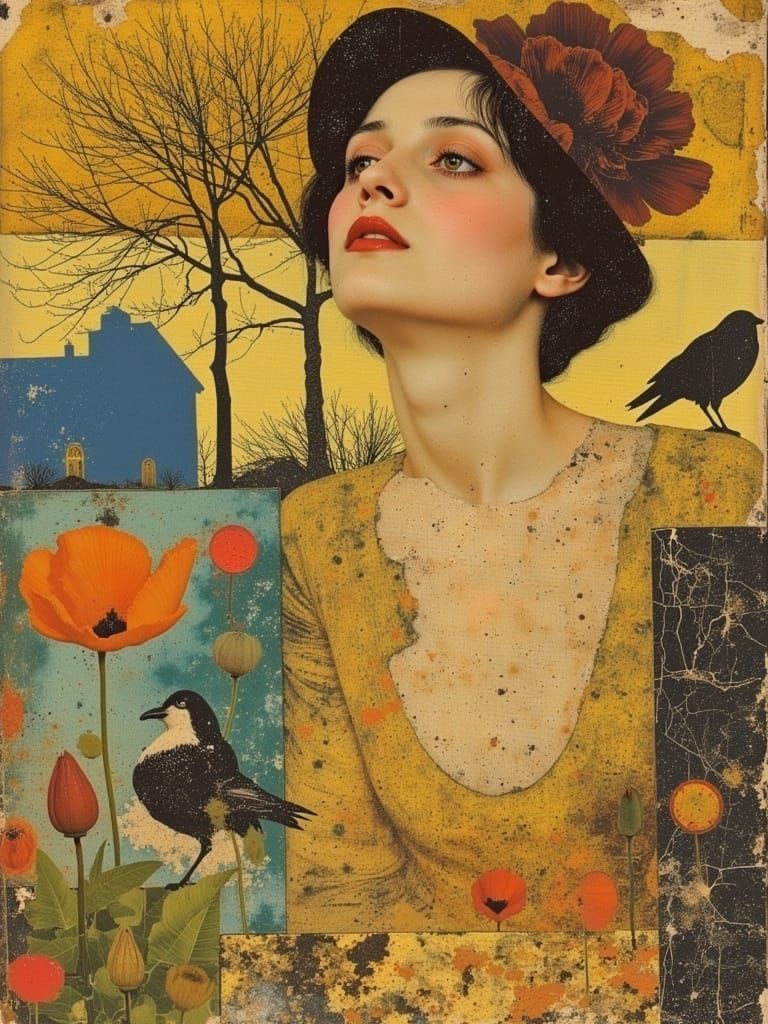 Golden Goddess Cats in Vibrant Impressionist Abstraction