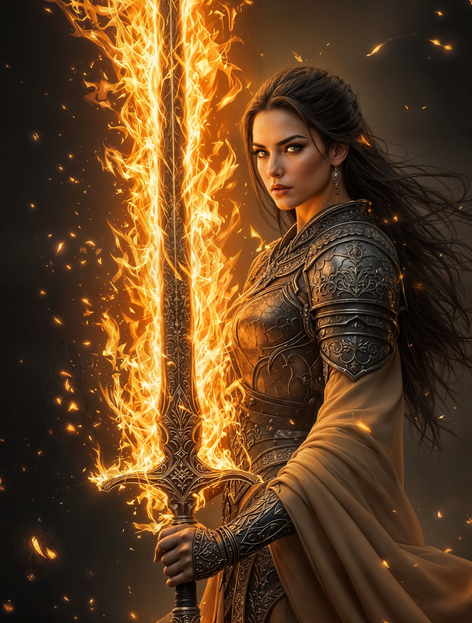 Hyperrealistic Fantasy Portrait of a Warrior Woman