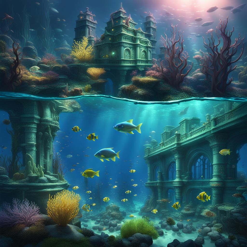 Surreal Underwater Metropolis Radiates Ethereal Glow