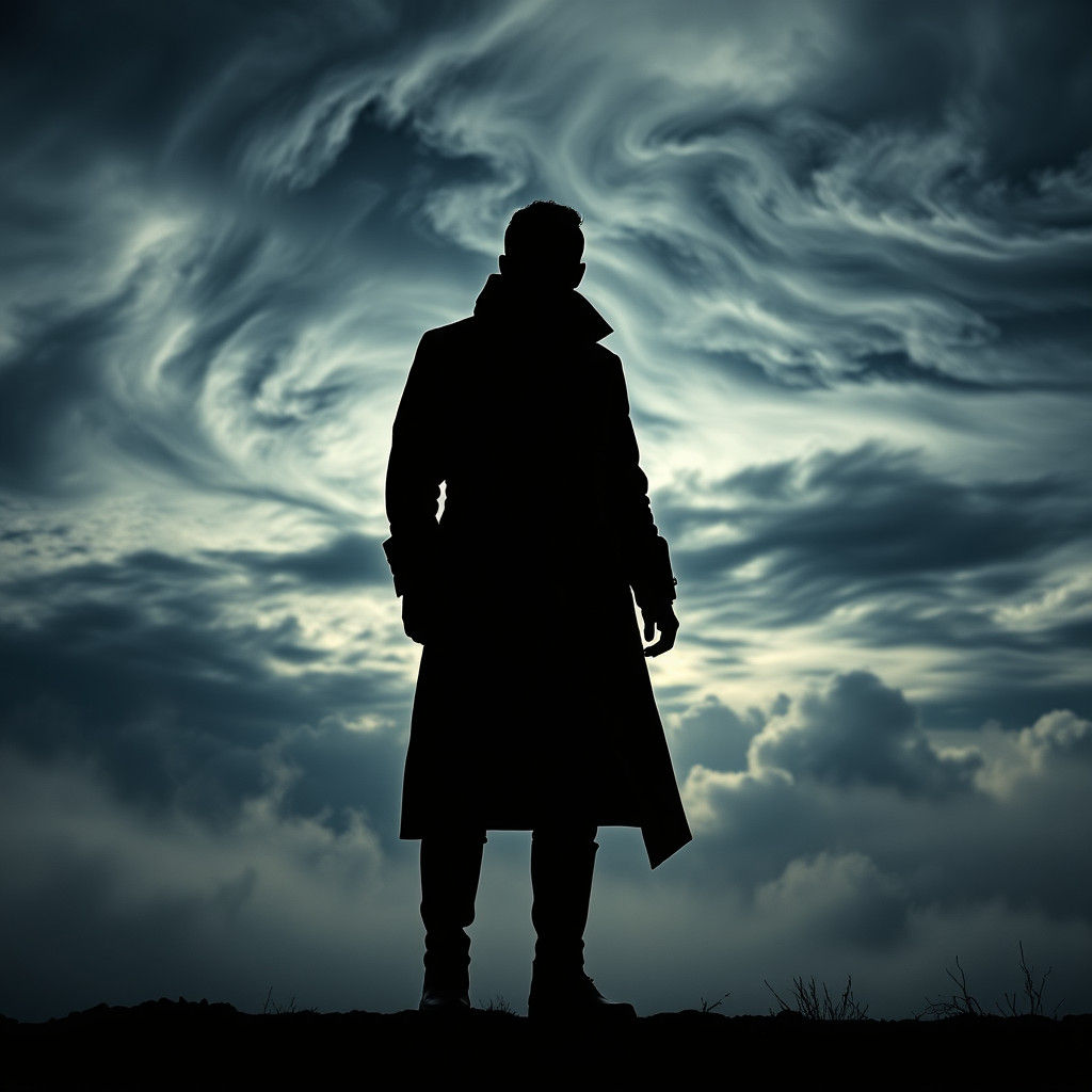 Mysterious Figure in Dramatic Cloudscape