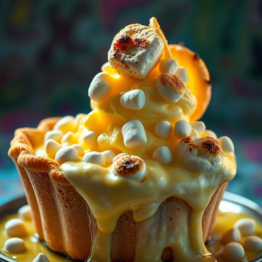 Lemon ice cream with white chocolate chips, yellow cake, and...
