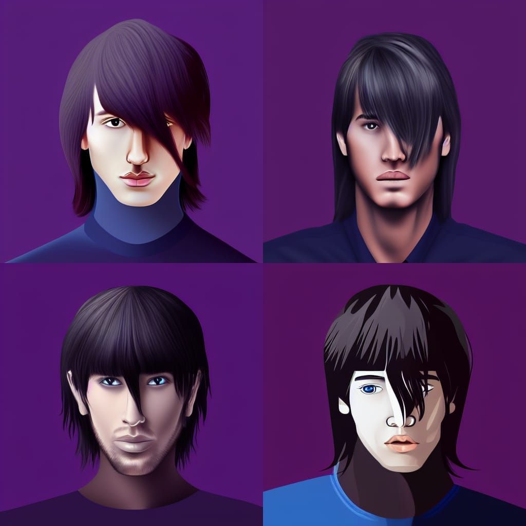 Digital Portrait of a Man with Long, Asymmetrical Hair Cover...