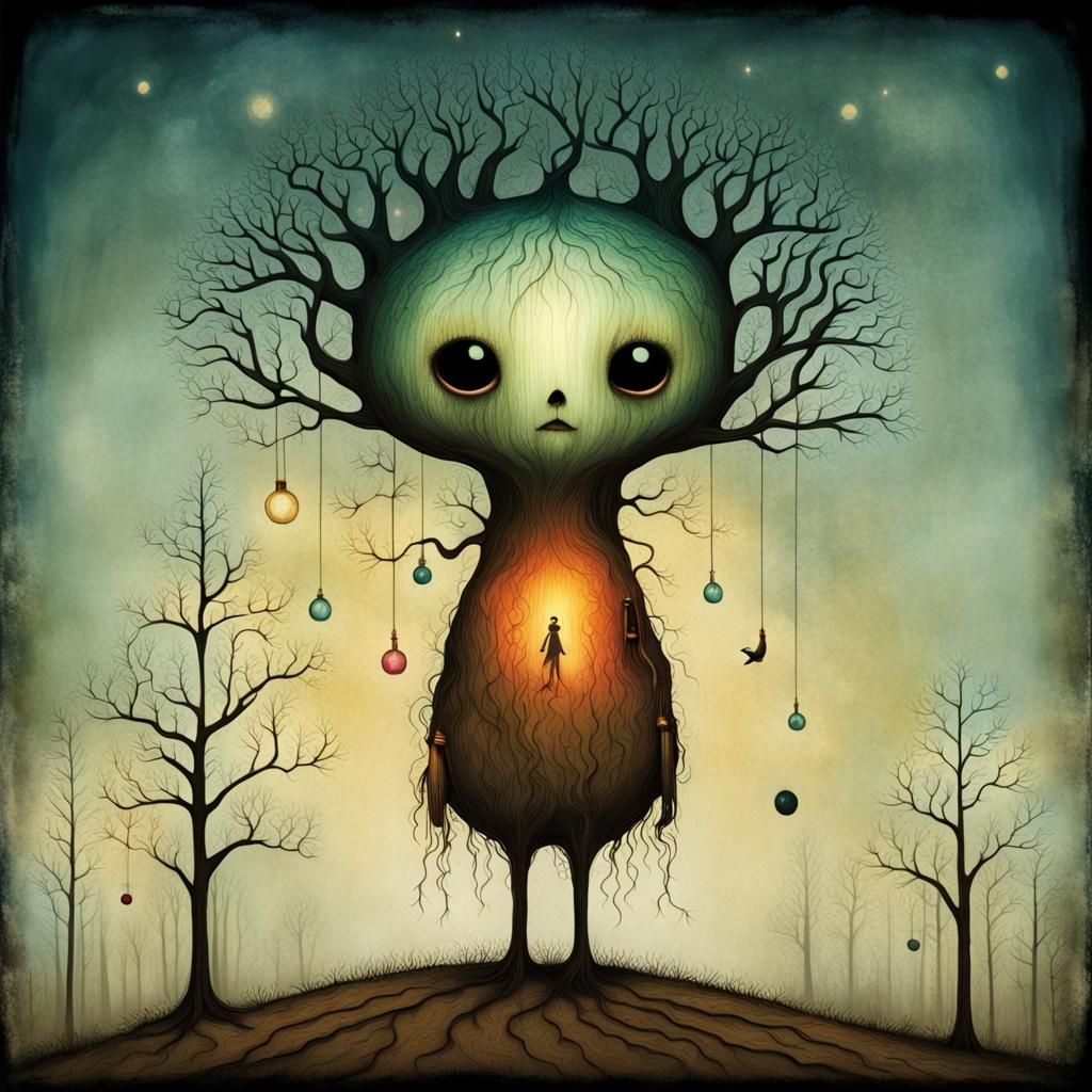 Whimsical Tree in Muted Colors