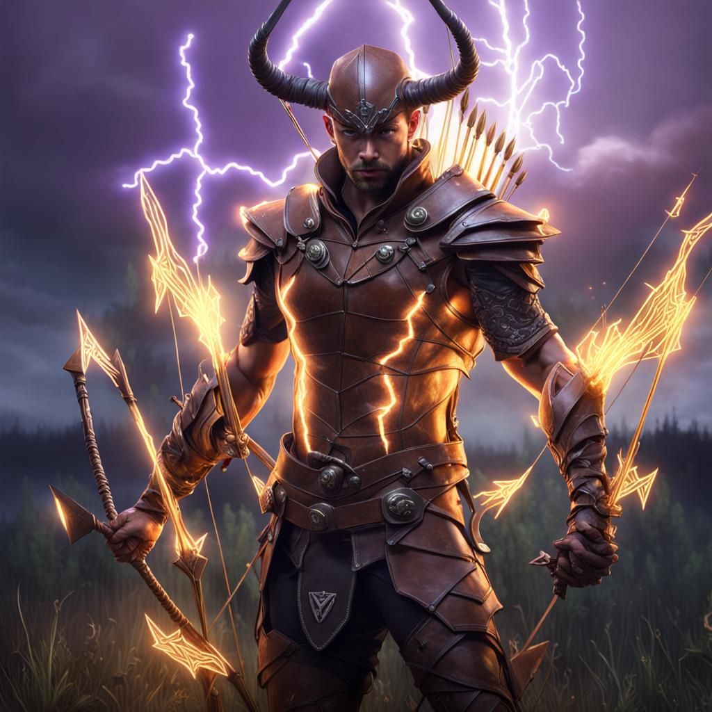 Lightning Demon Archer in Dark Fantasy Style
