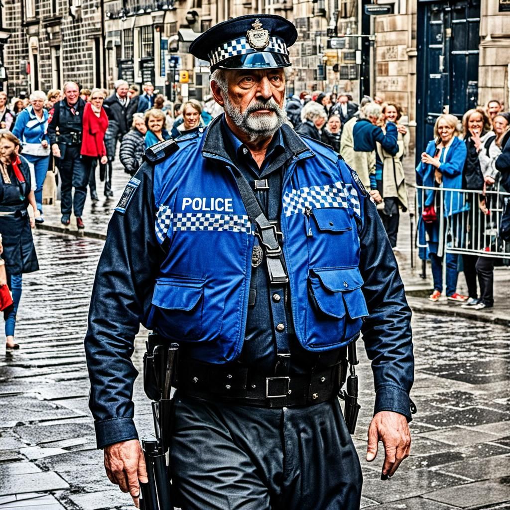 A Plaid Clad Policeman in Edinburgh's Streets