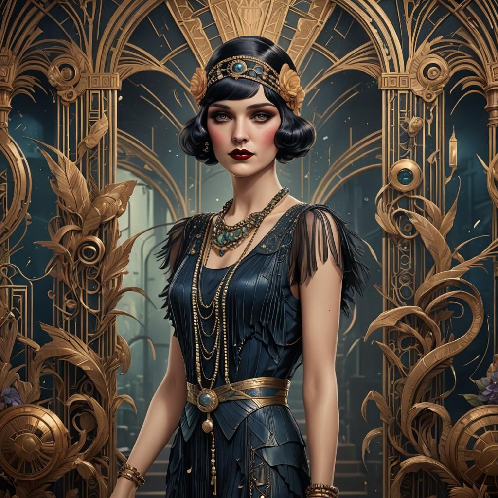 Art Deco Flapper Goddess of Darkness