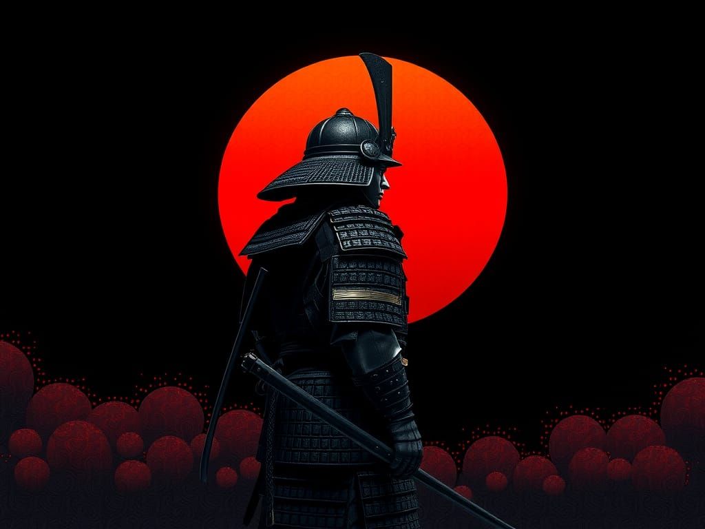 Samurai Stands Tall Under Rising Sun