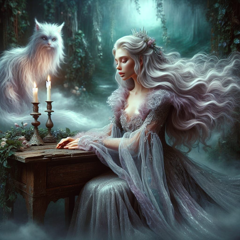 Ethereal Romantic Goddess in Candlelit Serenity