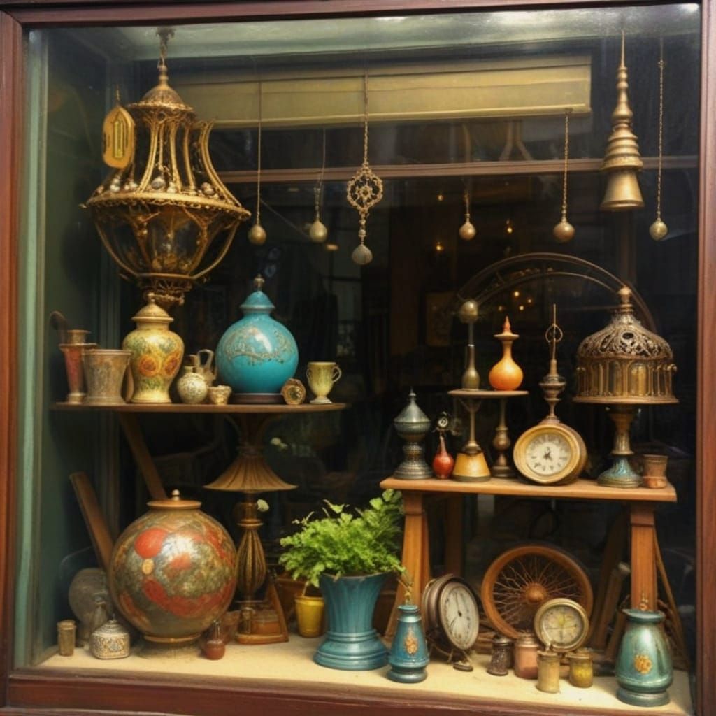 Surreal Shoppe Window in Hyperdetailed Photorealism