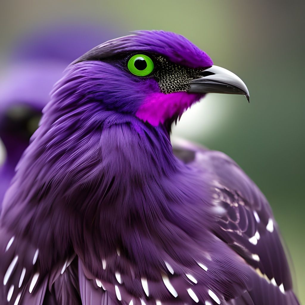 Surreal Fantasy Bird in Deep Purple and Blue