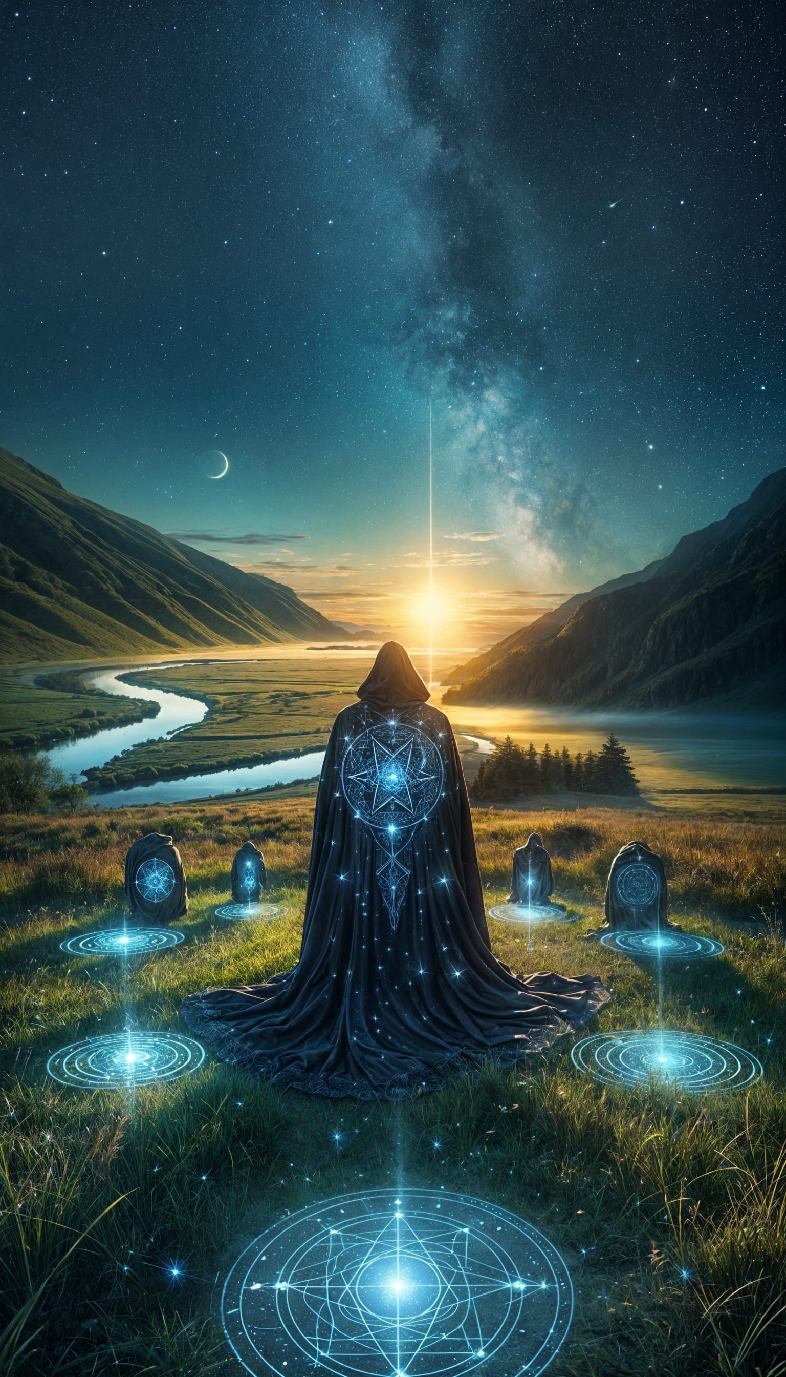 Mystical Dawn Awakening in Ethereal Landscape