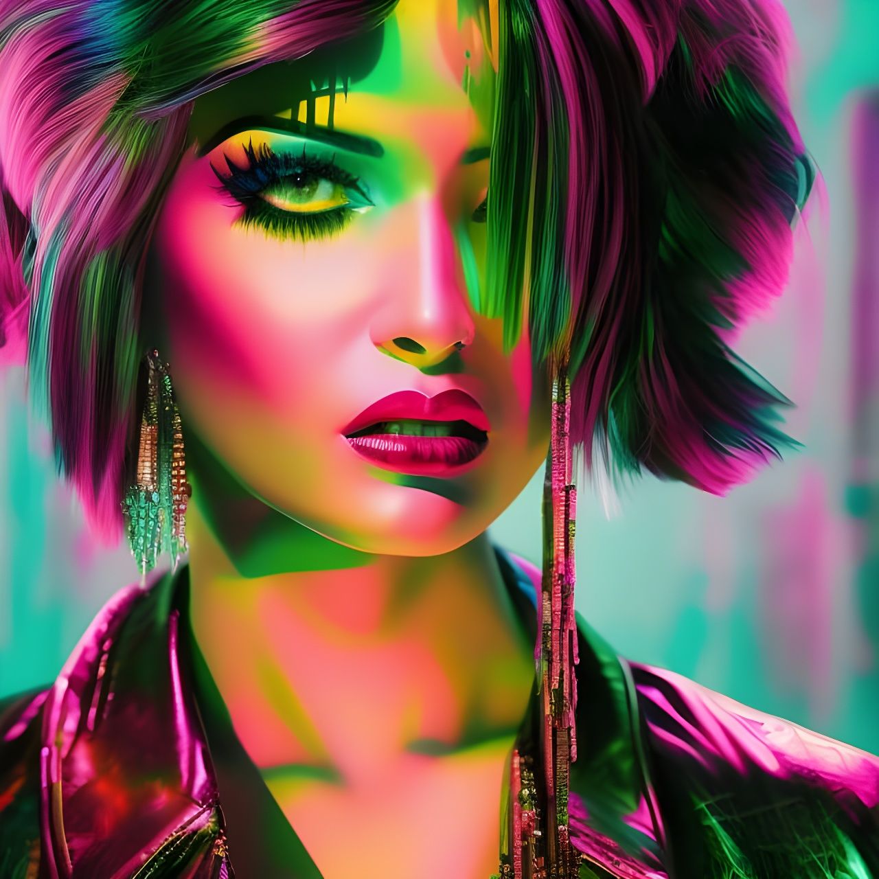 Neon Vampire in Borderlands Style with Oil Effects