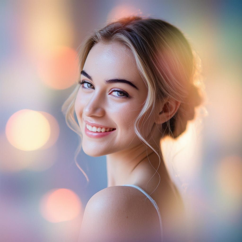 Dreamy Portrait in Soft Pastels with Elegant Whimsy