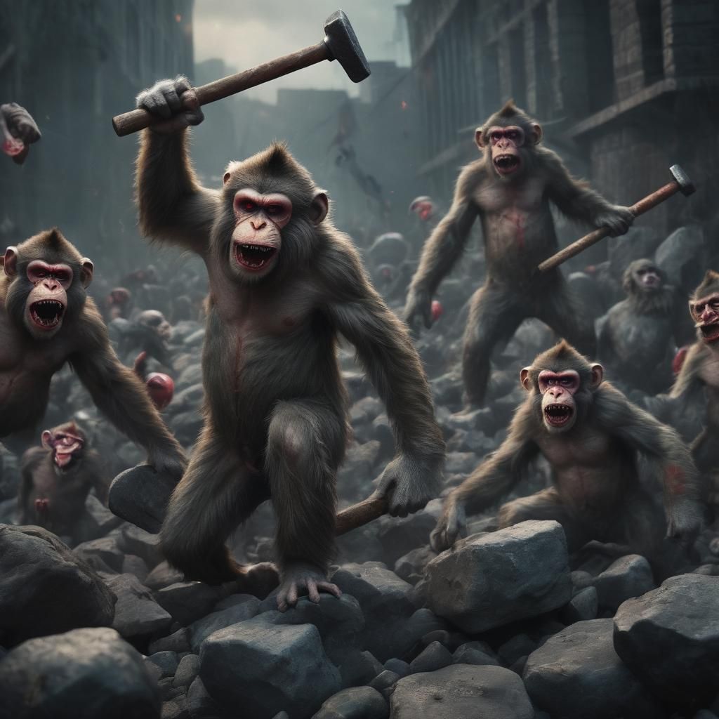 Epic Digital Monster Painting of Chain Gang Chaos