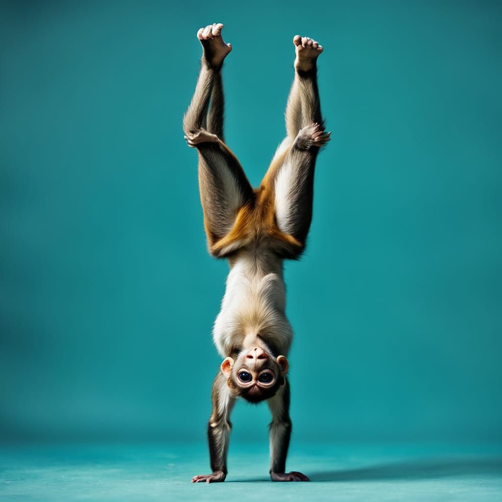 Monkey Masterfully Executes a Handstand