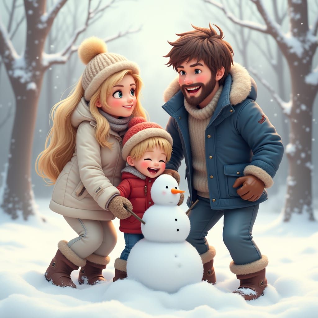 Warm Winter Family Fun in Snowy Tennessee Landscape
