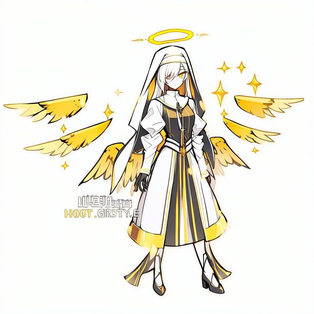 Angelic Nun in Cyberpunk Style