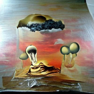 Surrealist Melting Mushroom Cloudscape