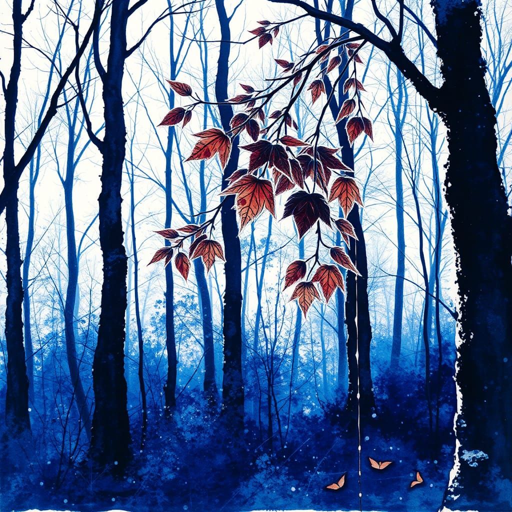 Autumn Leaves Fall in Frosty Serenity