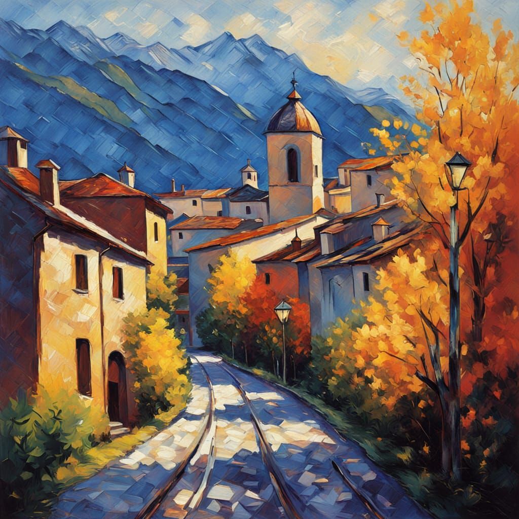 Swiss Cityscape in Vibrant Neo-Impressionist Style