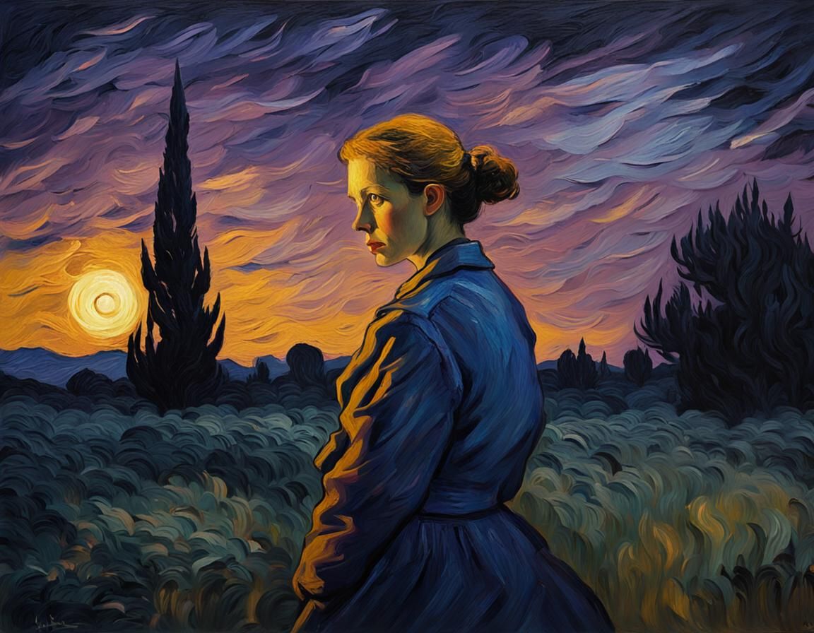 Woman in the Golden Hour, a Moody Impressionist Portrait