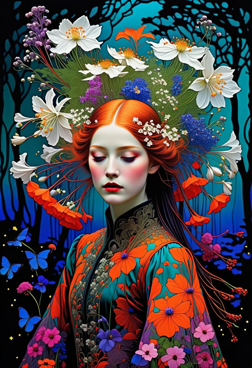 Vibrant Floral Explosion in Whimsical Style