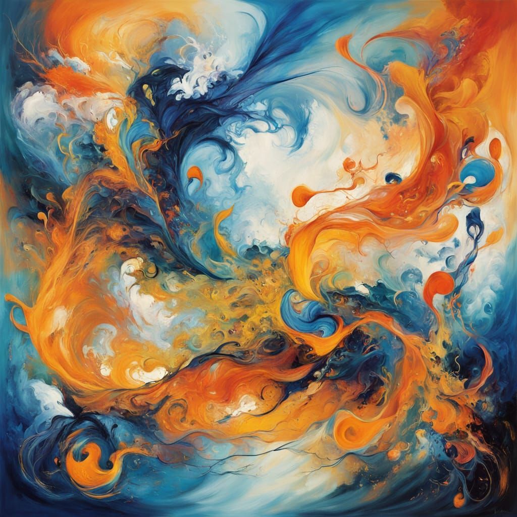 Abstract Expressionist Dance in Vibrant Oil Painting