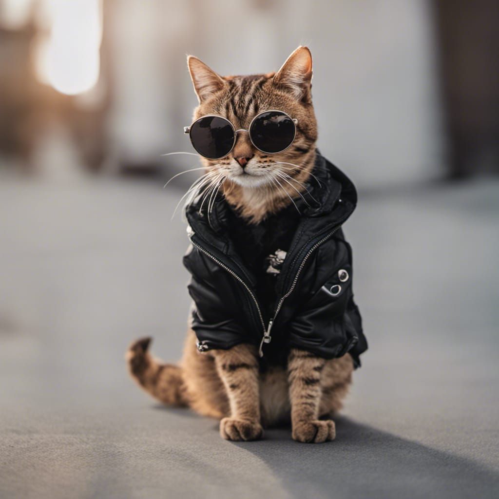 Stylized Feline Fashionista in Shades