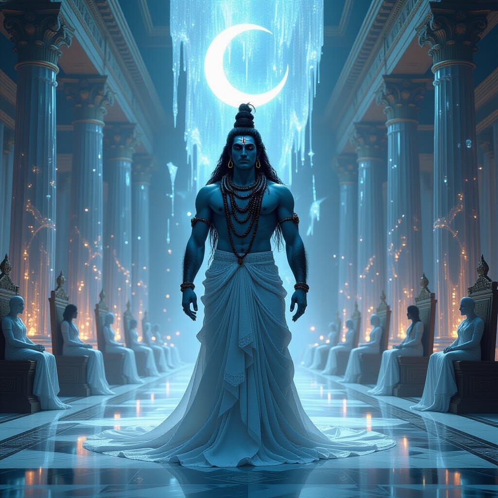 Shiva in Cosmic Courtroom, Digital Art