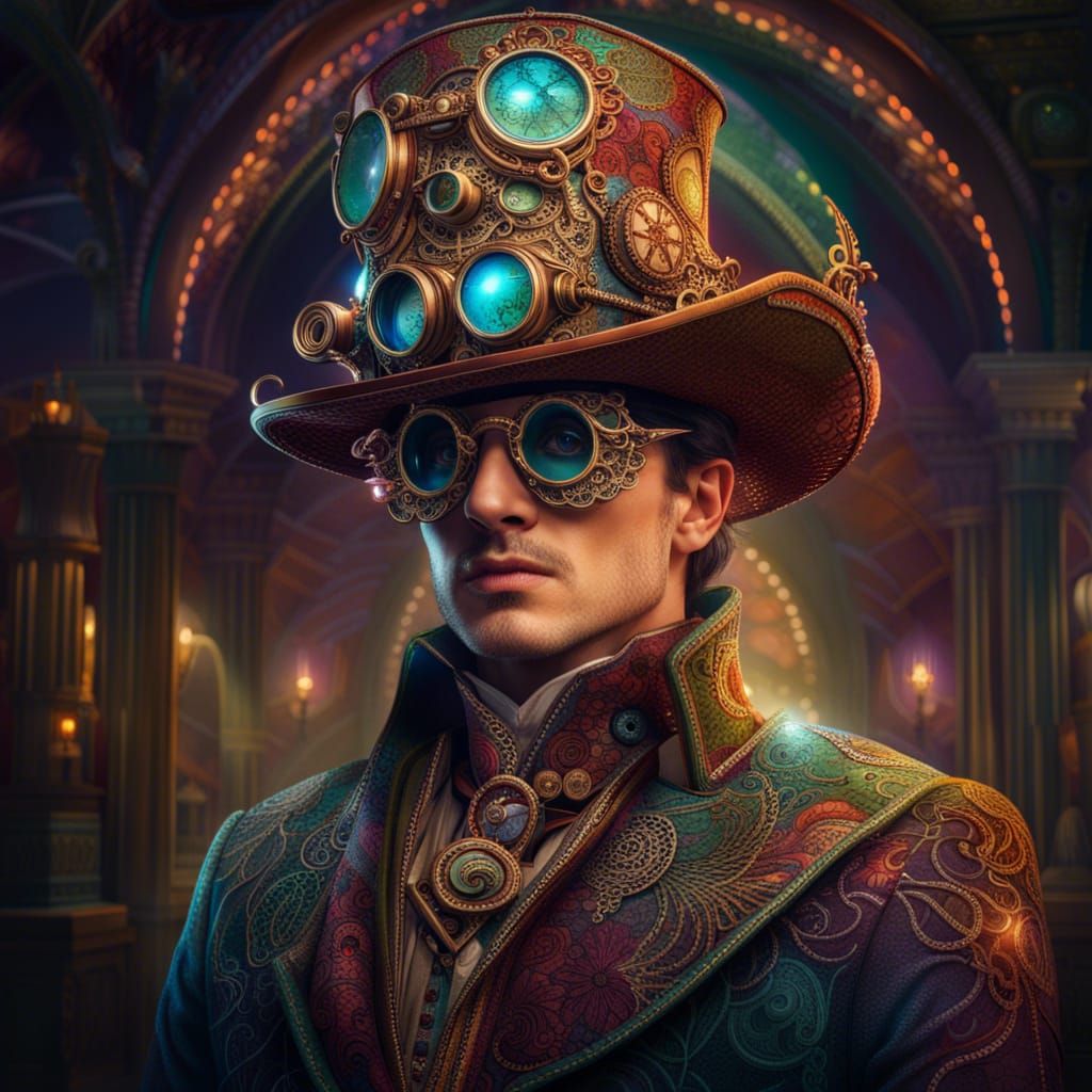 Eccentric Gentleman in Steampunk Spectacle