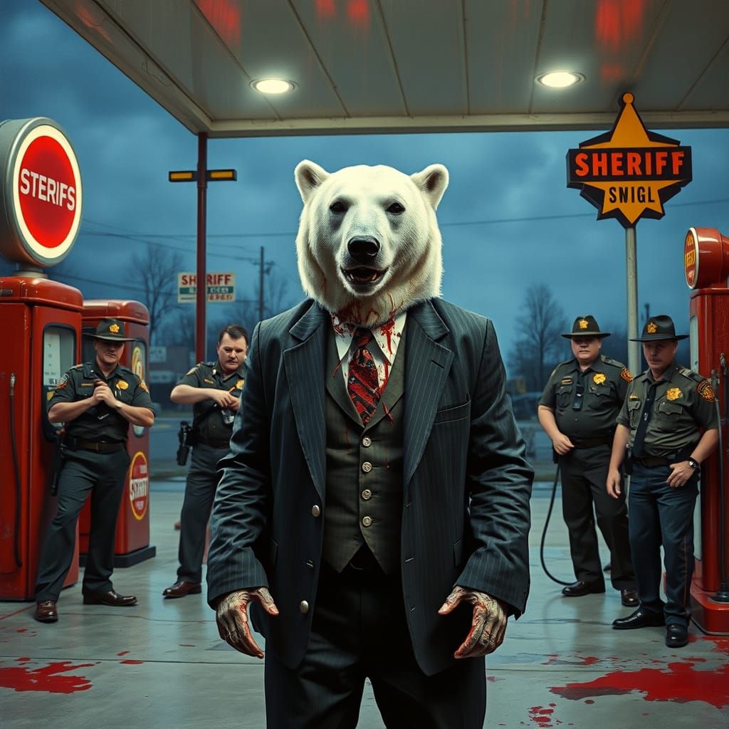 Polar Bear in Suit Subdued by Deputies at Georgia Gas Statio...