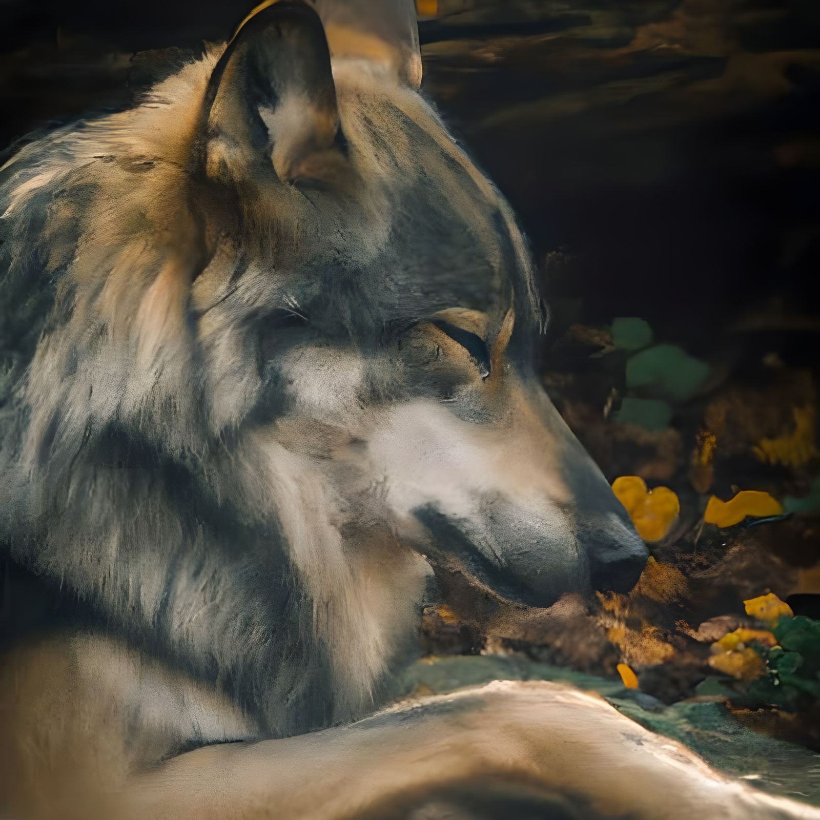 Meditative Wolf in Inspired Manner