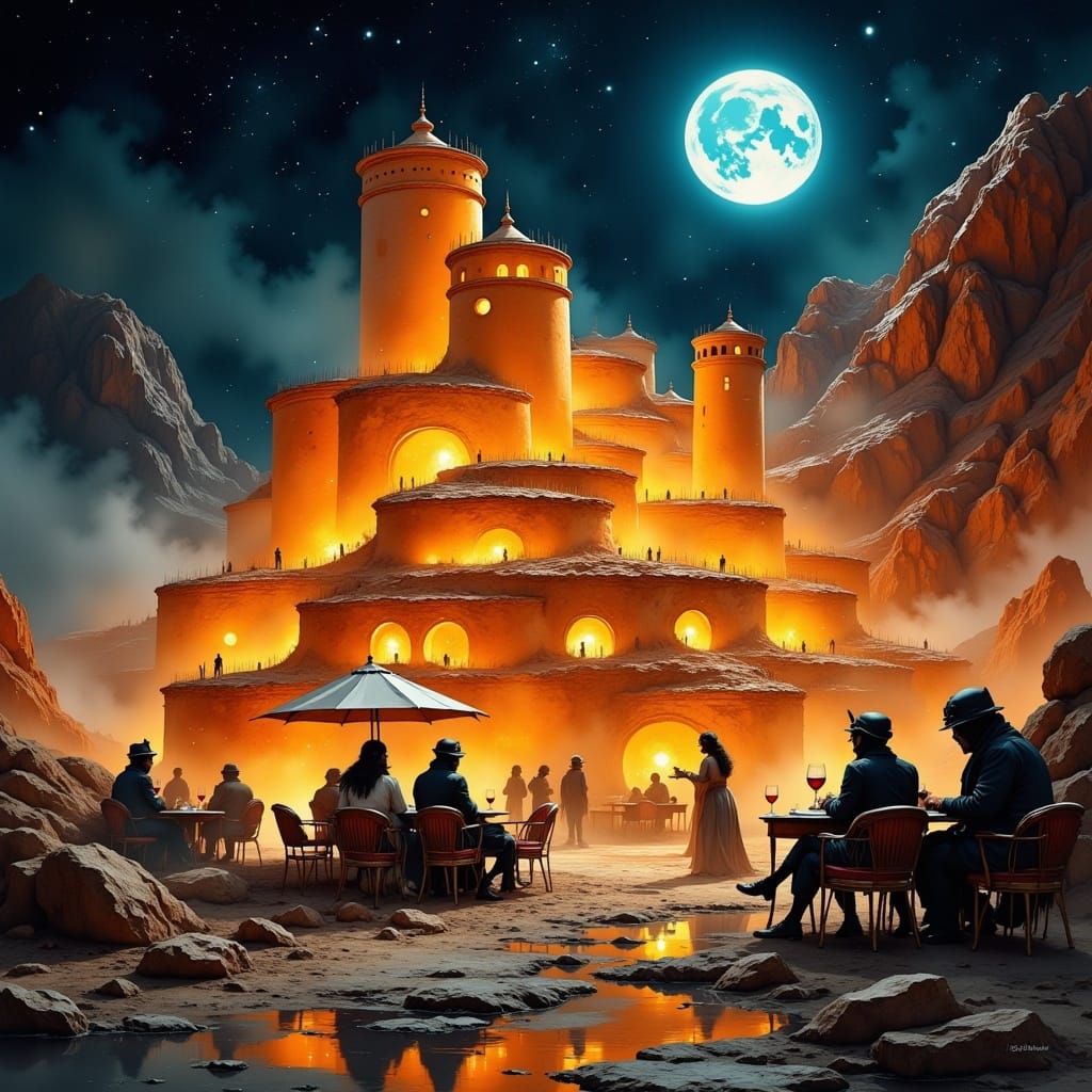 Dreamlike Velveeta Cheese Factory on the Moon with Breathtak...