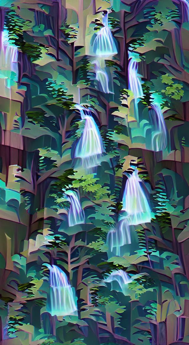 Majestic Forest Waterfall in Lush Green Canopy
