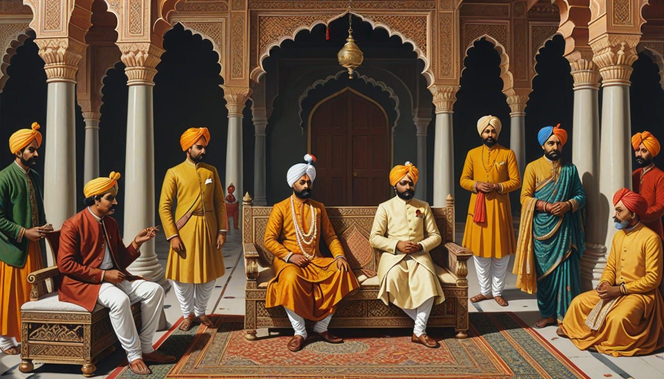 Mughal Court Jester in Opulent Splendor