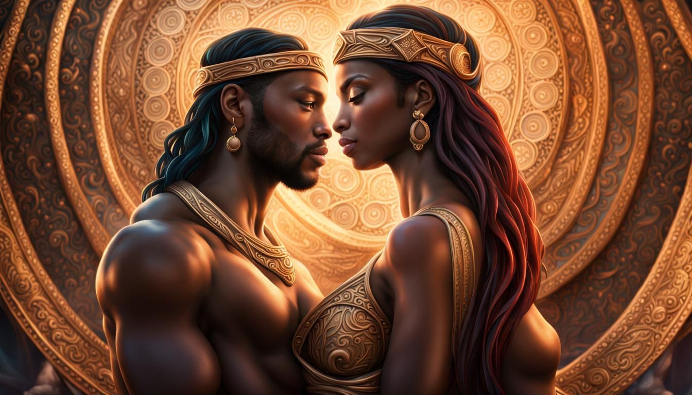 Surrealistic Union of Divine Energies in Realistic Epic Styl...