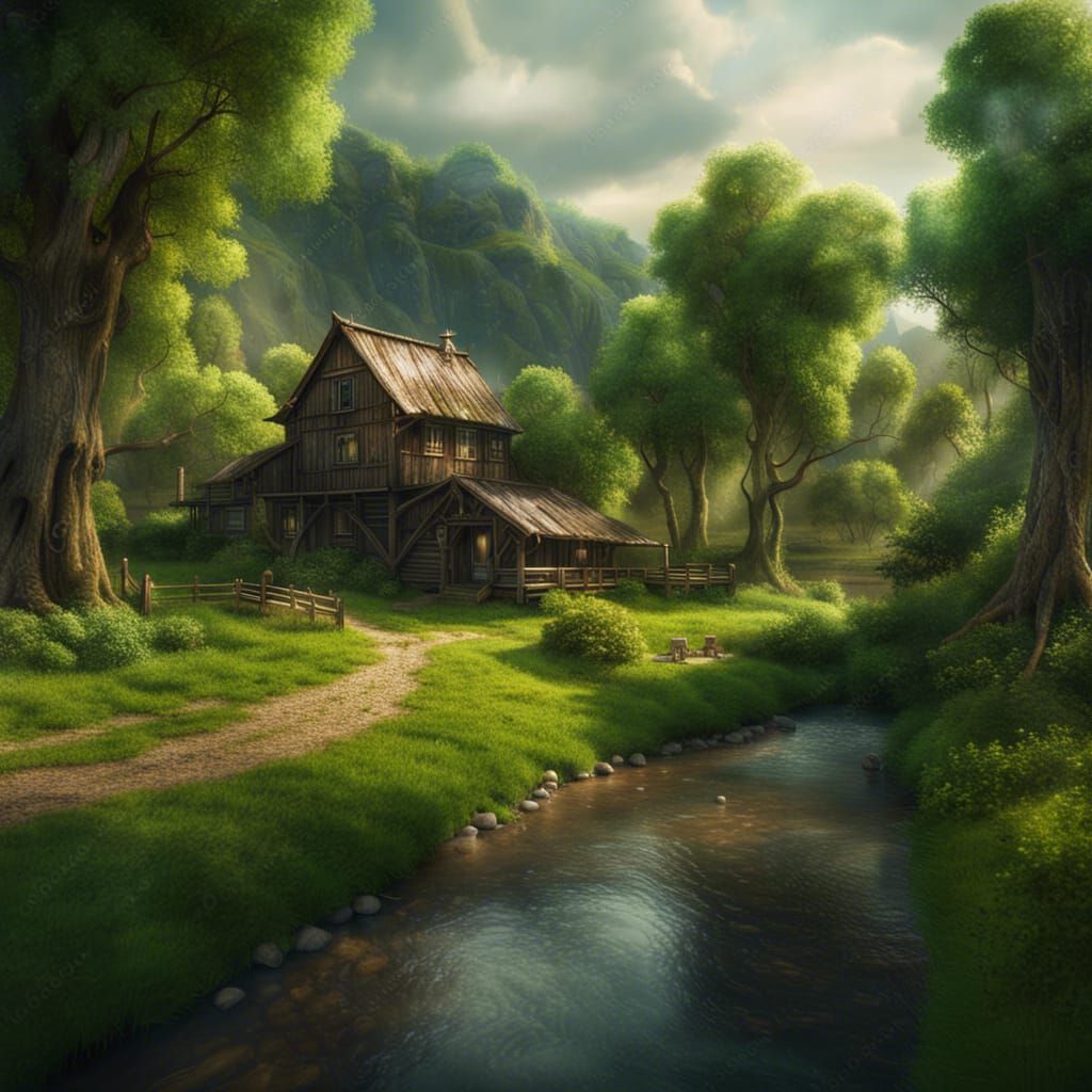 Intricate Digital Landscape of a Picturesque Ranch