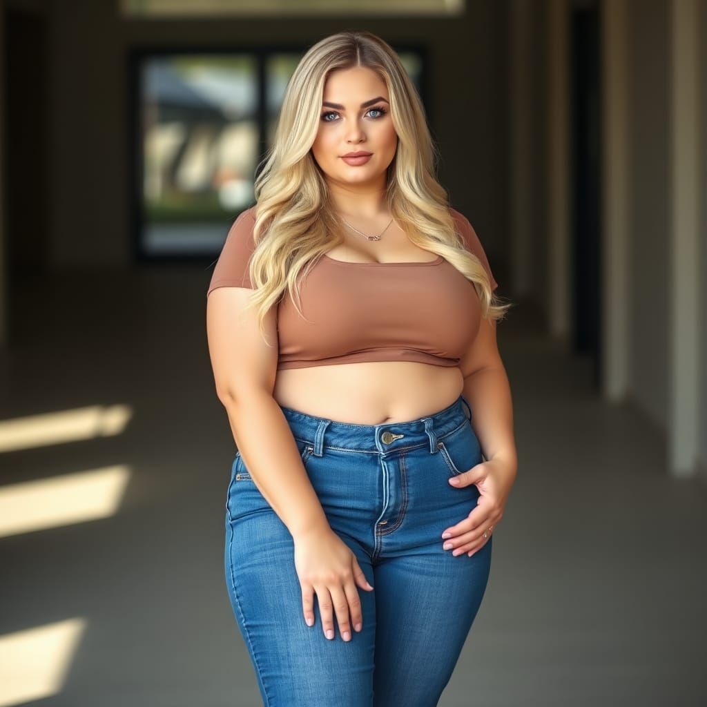 Radiant Plus-Size Woman Confidently Captured in Blue