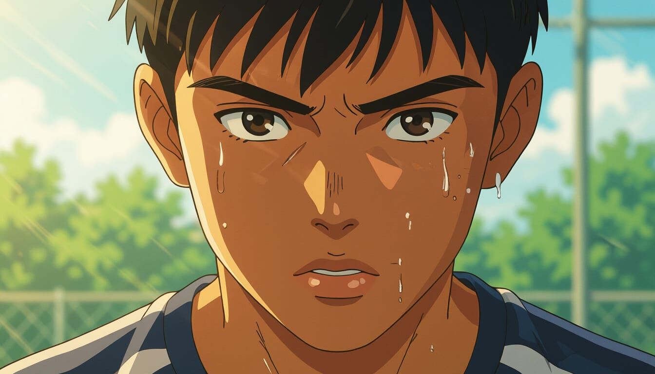 Young Indian Athlete Focused in Morning Light