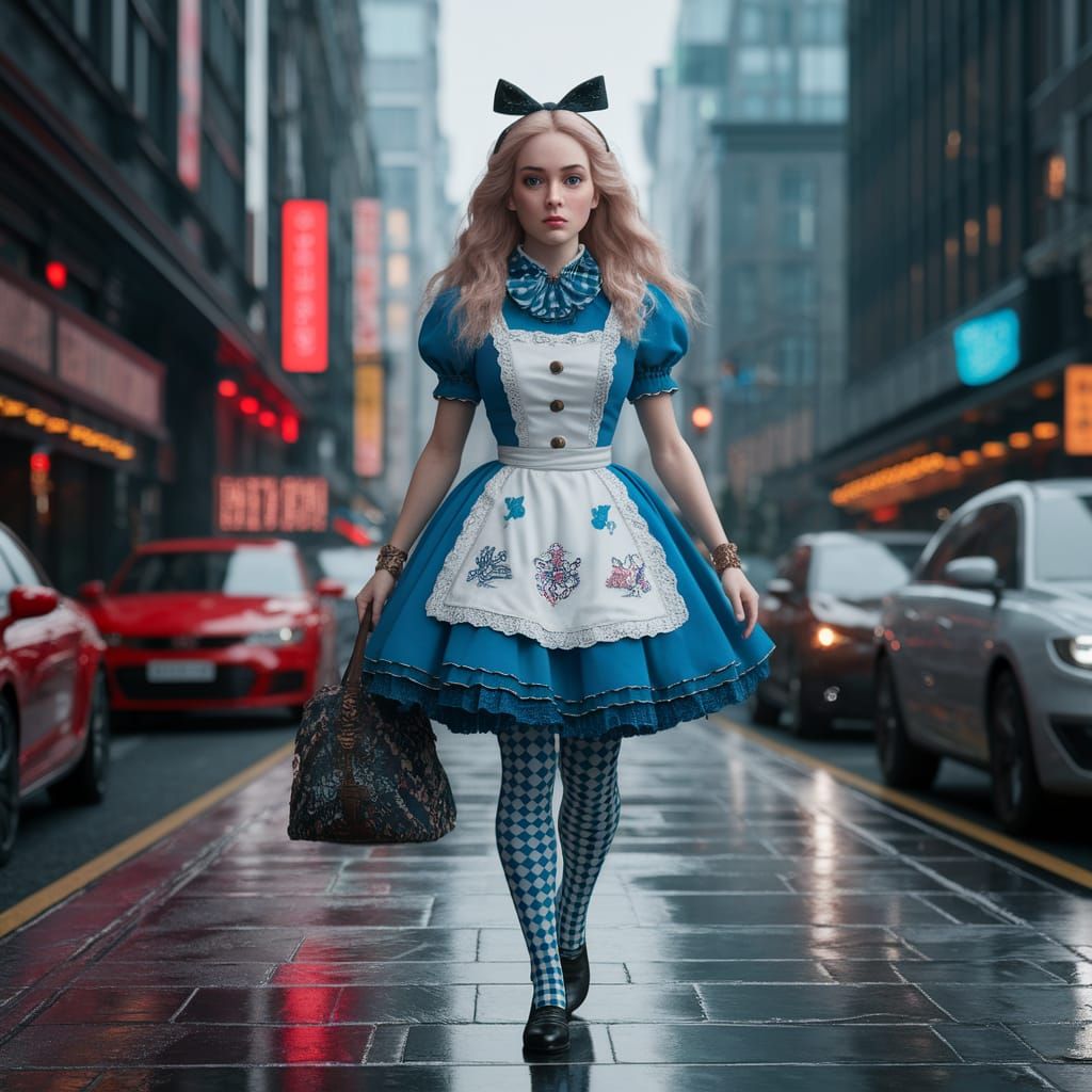 Alice in Wonderland Stepping into a Modern Metropolis