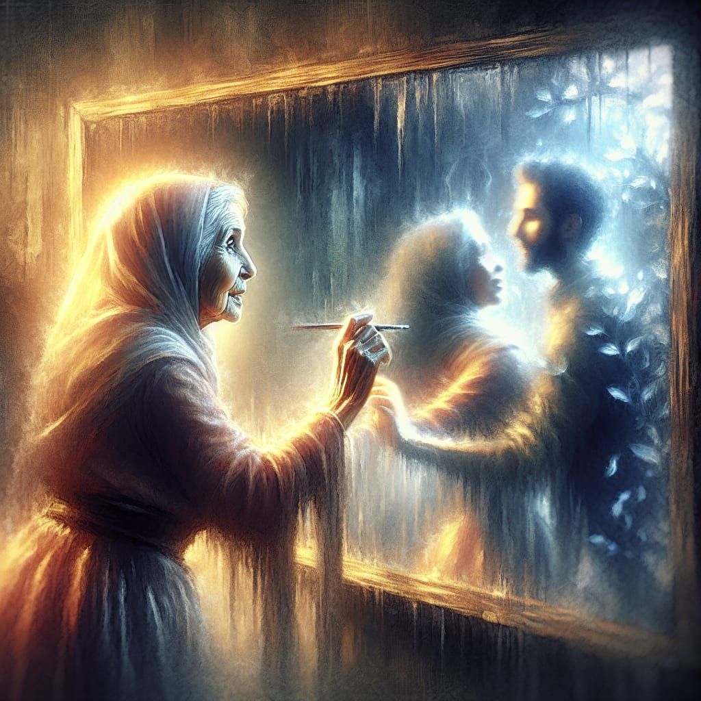 Surreal Portrait of a Middle Eastern Woman's Youthful Reflec...