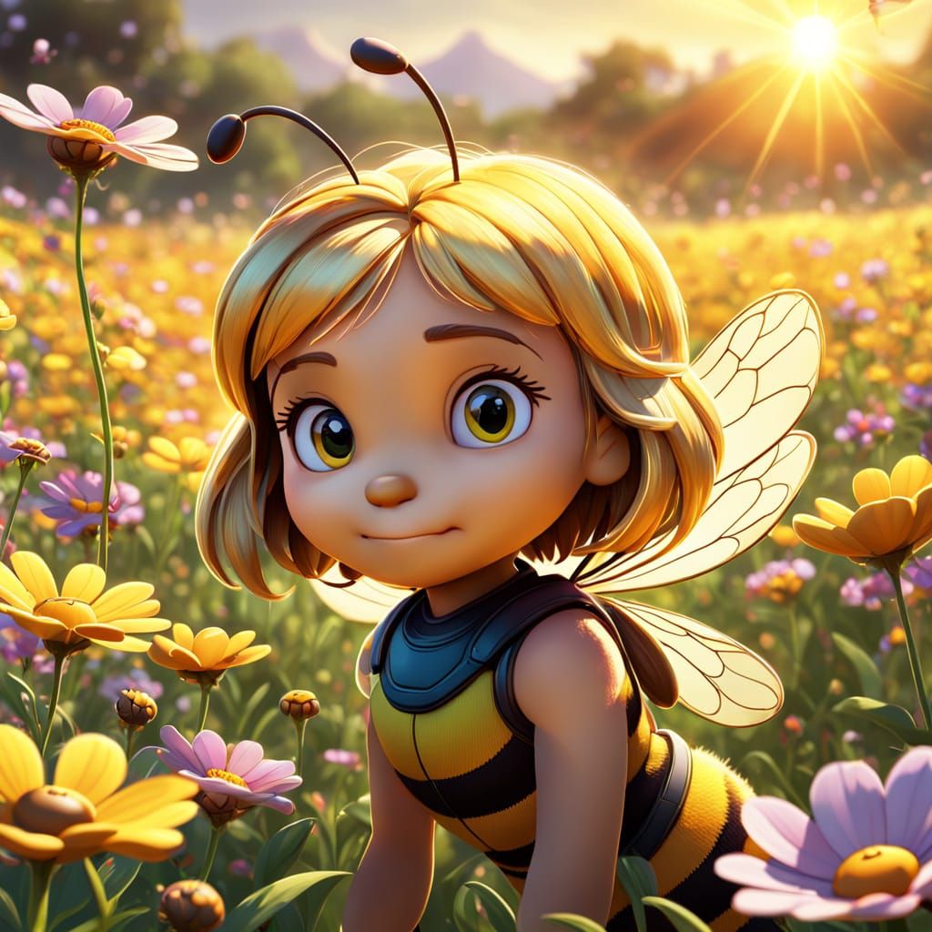 Maya the Bee in Dreamy Flower Field