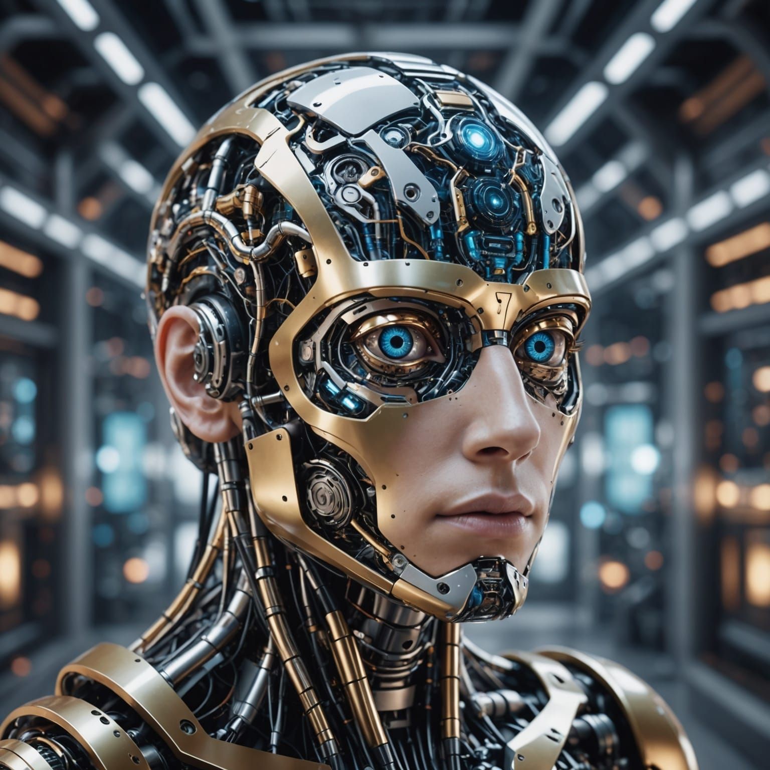 an image of artificial intelligence merged with the 5th dimension, intricately detailed, hyper realistic, 8k resolution