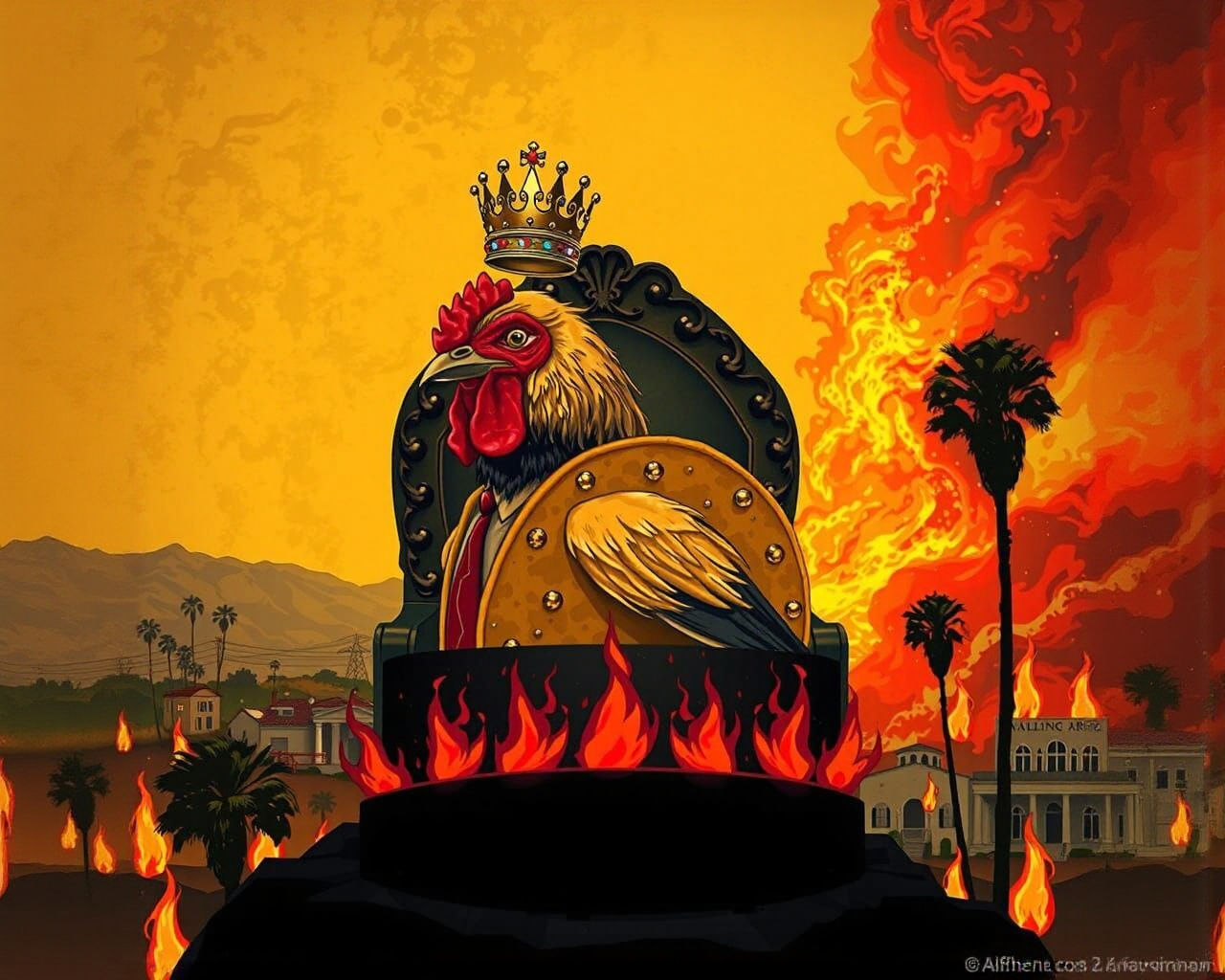 Chicken Taco Trump Overlooks Burning California