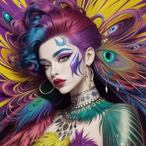 Vibrant Close-Up Portrait in Fauvist Abstract Expressionism