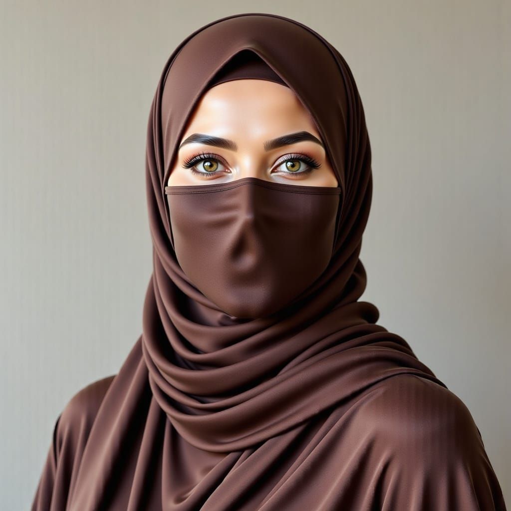 Elegant Hijabi Woman Portrait in Minimalist Style